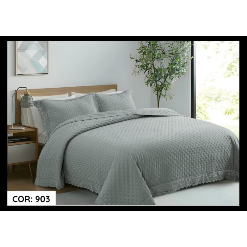COBRELEITO CASAL PALAZZO 220X240 *5898103 CINZA FOSCO DES. 903