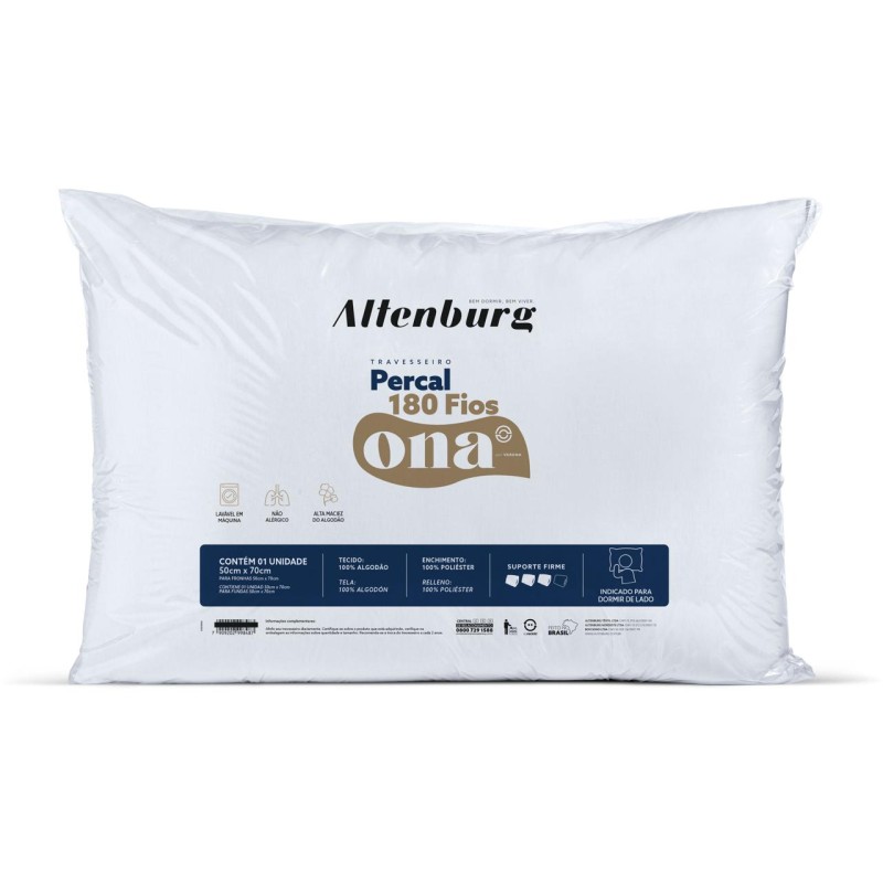 TRAVESSEIRO ONA PERCAL 180 FIOS 50X70CM BRANCO