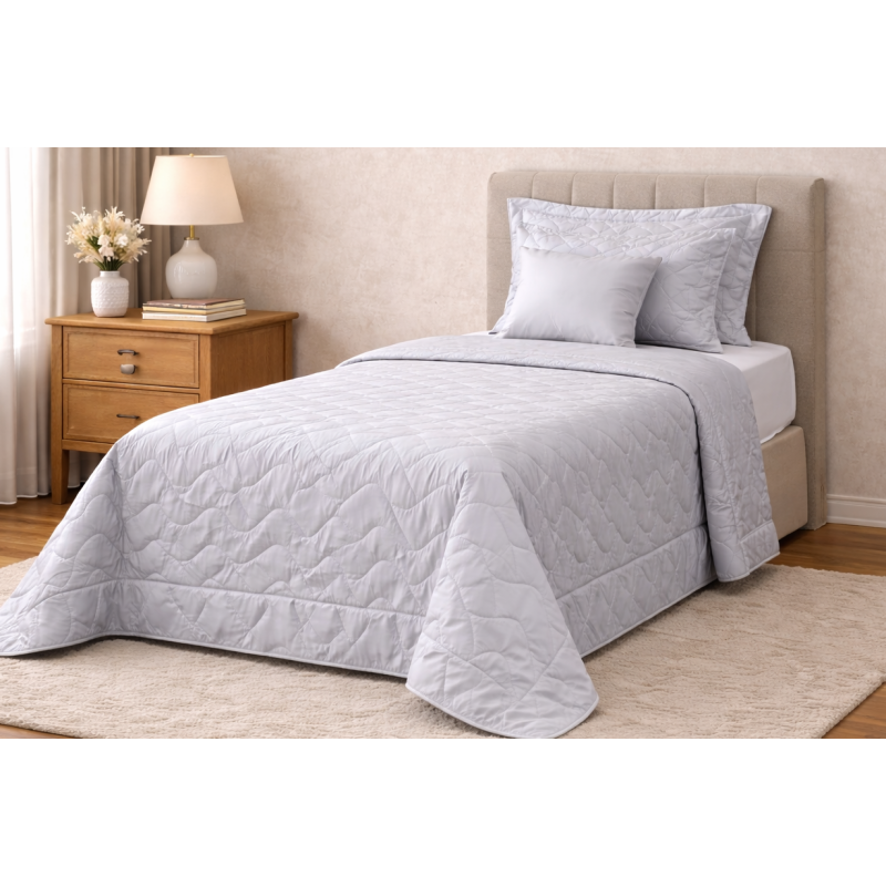 COLCHA SOLTEIRO AMALIA 2 ONA 300 FIOS 160X240 PRATA