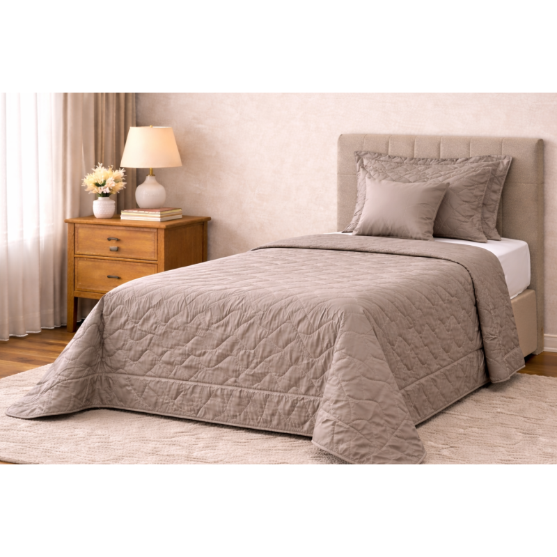 COLCHA SOLTEIRO AMALIA 2 ONA 300 FIOS 160X240 TAUPE