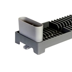 ESCORREDOR LOUCA C/PORTA TALHERES PLASTICO 46.5X18X13.5CM DYNASTY CINZ