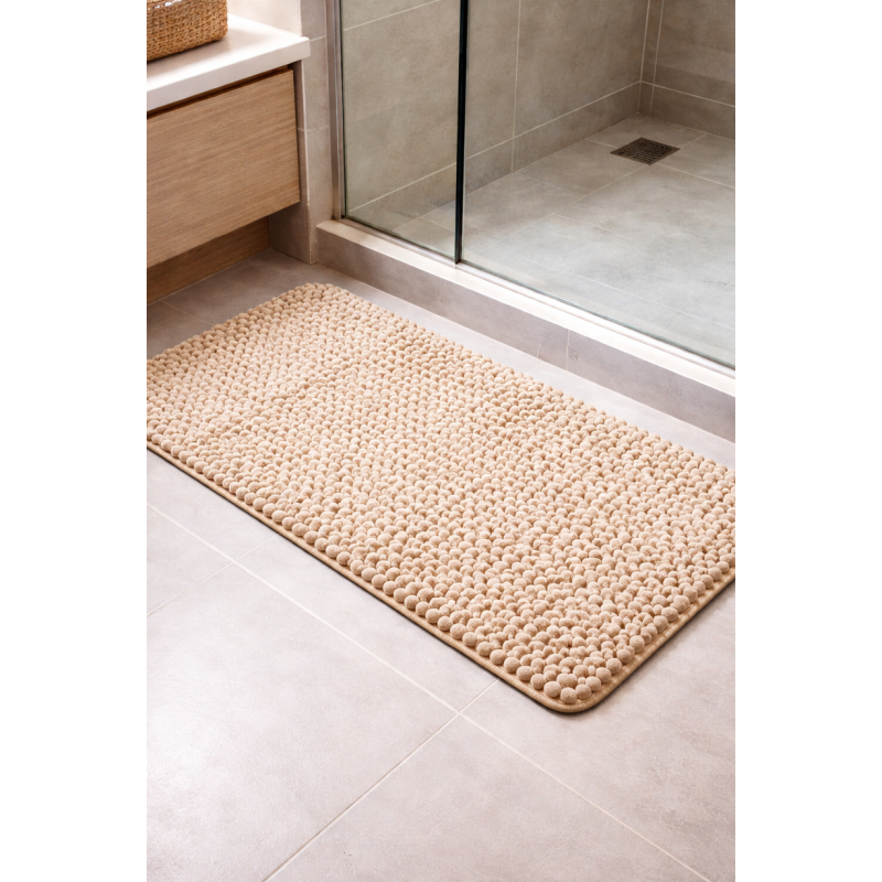 TAPETE BOLINHA MICROFIBRA S4 50X100 ROZAC BEGE