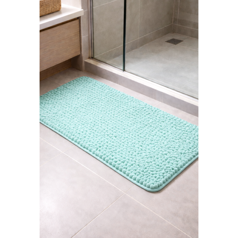 TAPETE BOLINHA MICROFIBRA S4 50X100 ROZAC VERDE AGUA