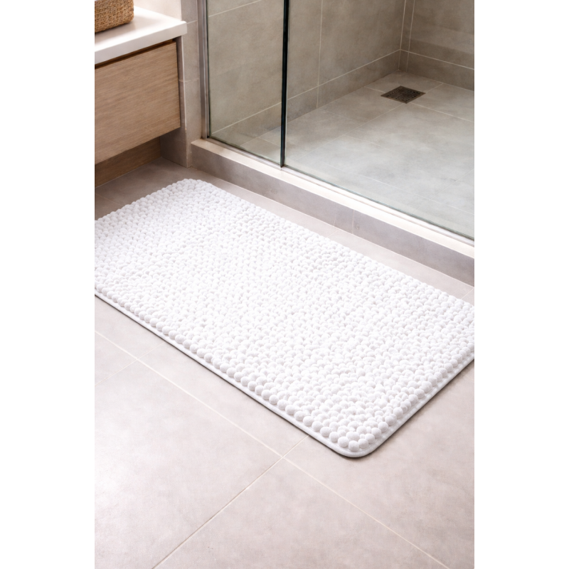 TAPETE BOLINHA MICROFIBRA S4 50X100 ROZAC BRANCO