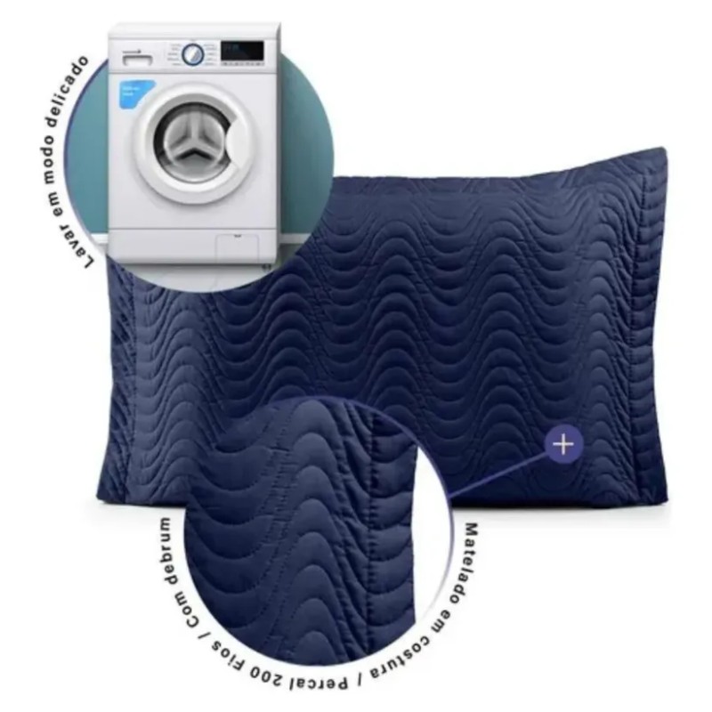 PORTA TRAVESSEIRO CRIARTE AZUL MARINHO