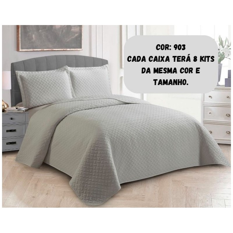 COLCHA QUEEN DULI ONA 240X260 CINZA FOSCO