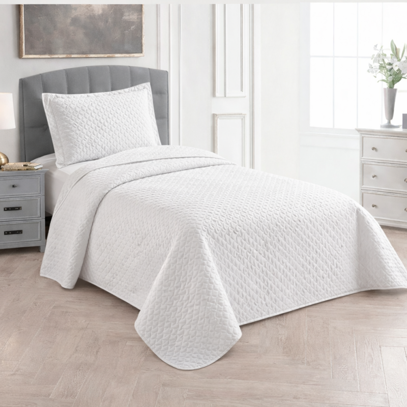 COLCHA SOLTEIRO AMALIA 2 ONA 300 FIOS 160X240 BRANCO