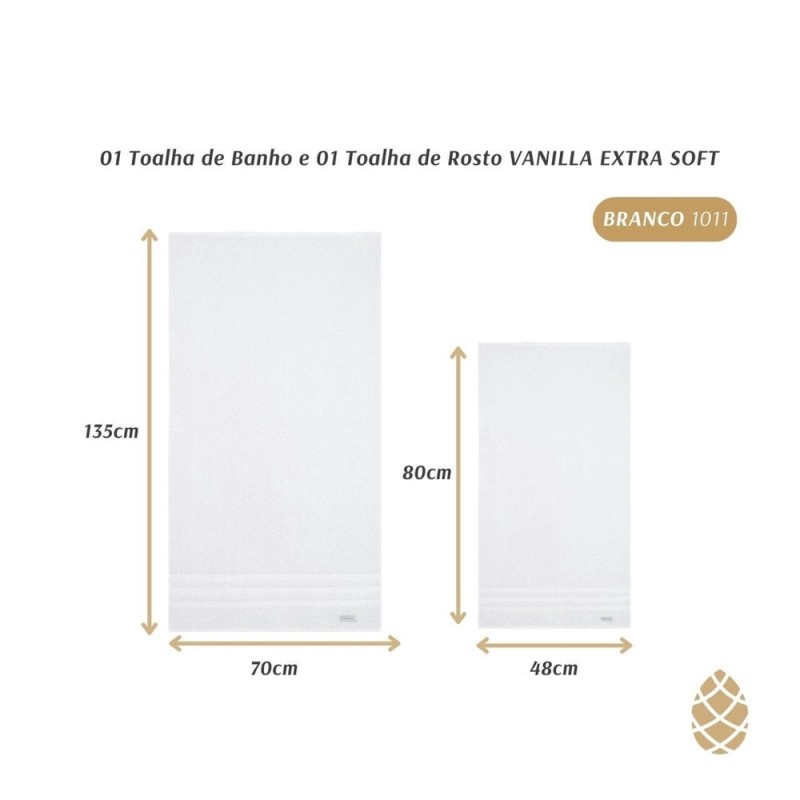 JOGO BANHO 2PCS VANILLA EXTRA SOFT C/CINTA 70X135 BUDDEMEYER BRANCO *1