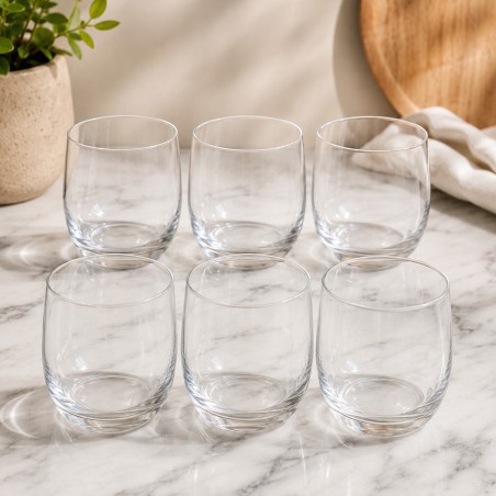 JOGO 6 COPOS BAIXOS JAZZ CRISTAL 390ML 9.4CM FRACALANZA
