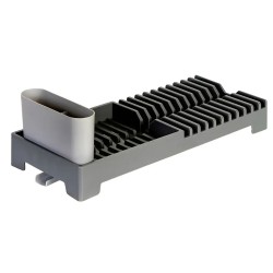 ESCORREDOR LOUCA C/PORTA TALHERES PLASTICO 46.5X18X13.5CM DYNASTY CINZA