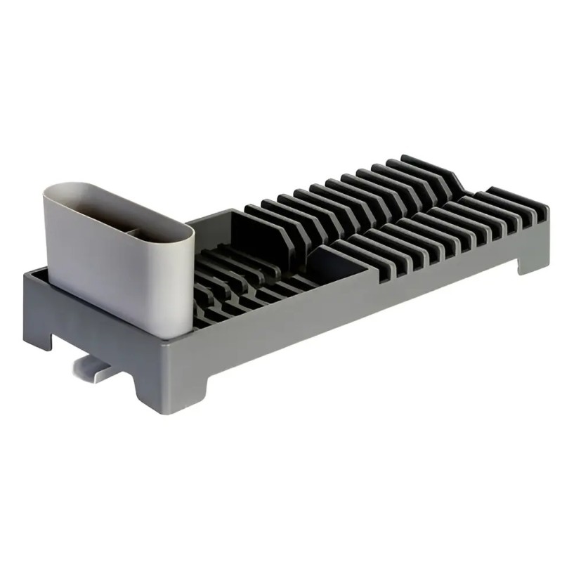 ESCORREDOR LOUCA C/PORTA TALHERES PLASTICO 46.5X18X13.5CM DYNASTY CINZA