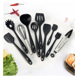 JOGO 8 UTENSILIOS EASY SILICONE C/HASTES INOX DYNASTY CINZA