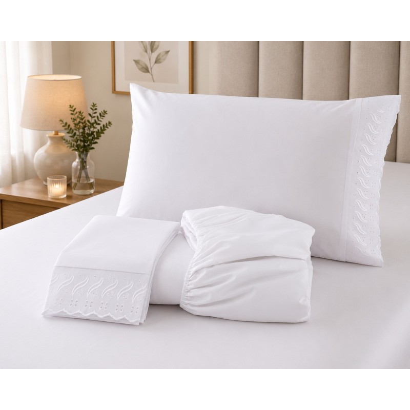 JOGO CAMA CASAL 150 FIOS 4PCS 30 ALT 240X250 ONA BRANCO