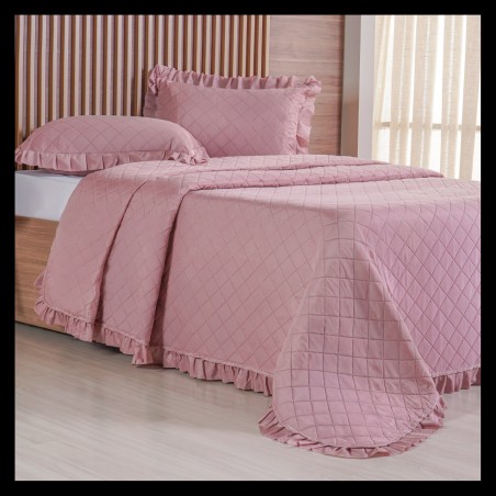 COLCHA CASAL FRUFRU 3PCS BENE CASA 210X230 ROSA