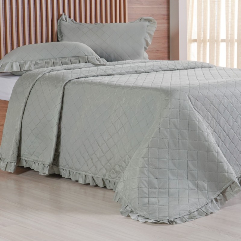 COLCHA CASAL FRUFRU 3PCS BENE CASA 210X230 VERDE