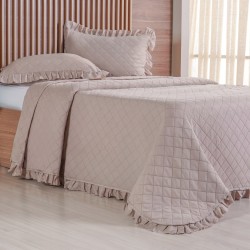 COLCHA QUEEN FRUFRU 3PCS BENE CASA 230X250 BEGE