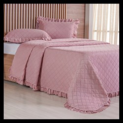 COLCHA KING FRUFRU 3PCS BENE CASA 250X270 ROSA