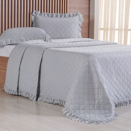 COLCHA KING FRUFRU 3PCS BENE CASA 250X270 CINZA