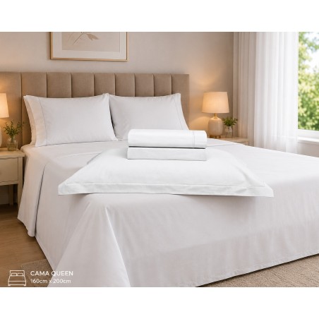 JOGO CAMA CASAL 230 FIOS 4PCS 30 ALT 220X250 ONA BRANCO