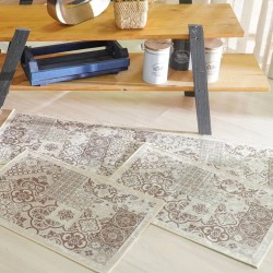 JOGO TAPETES/PASSADEIRA D/COZINHA VELOUR 3PCS LADRILHOS	