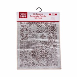 JOGO TAPETES/PASSADEIRA D/COZINHA VELOUR 3PCS LADRILHOS	