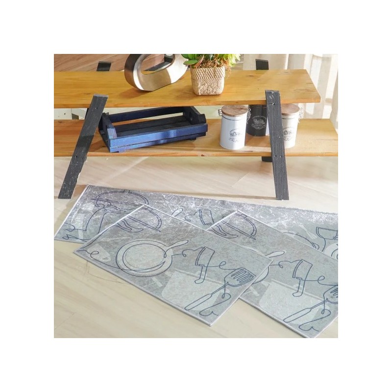 JOGO TAPETES/PASSADEIRA D/COZINHA VELOUR 3PCS CUISINE