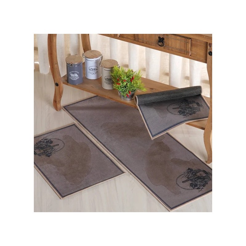 JOGO TAPETES/PASSADEIRA D/COZINHA VELOUR 3PCS WINE