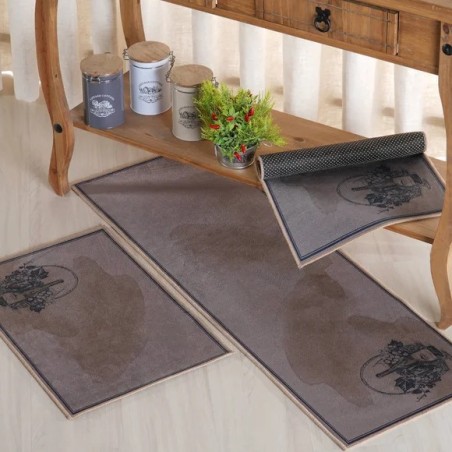 JOGO TAPETES/PASSADEIRA D/COZINHA VELOUR 3PCS WINE