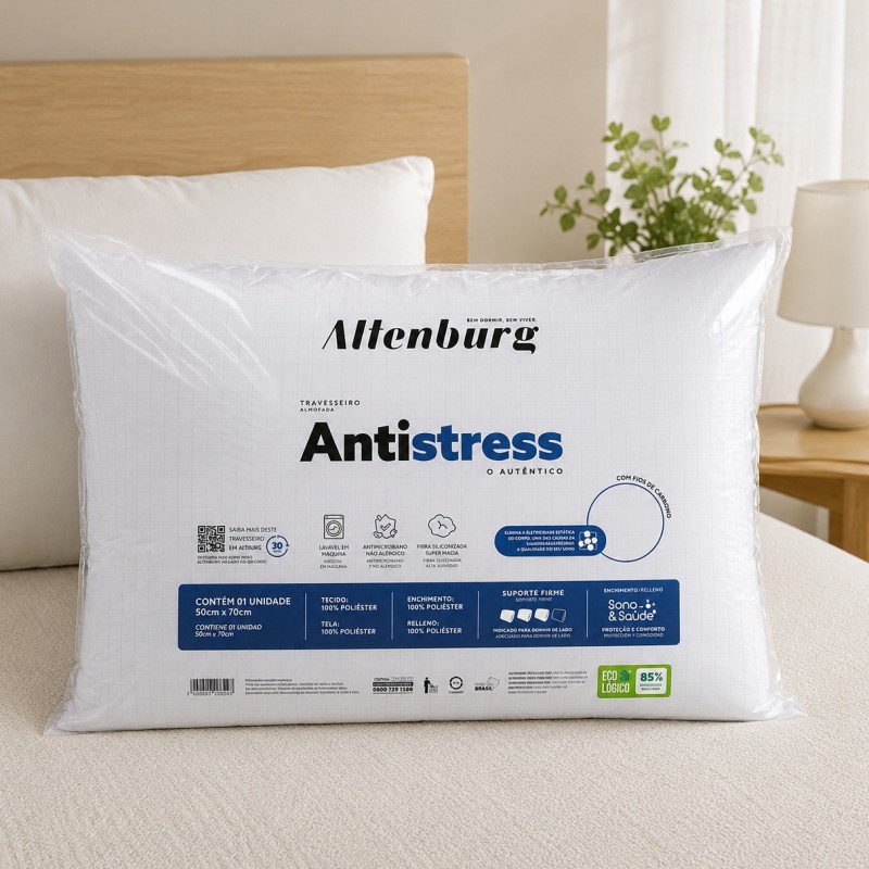 TRAVESSEIRO ANTISTRESS ALTENBURG 50X70CM BRANCO ÚNICO