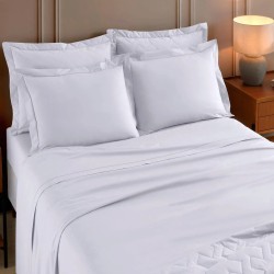 JOGO CAMA CASAL 230 FIOS 4PCS 30 ALT 220X250 ONA BRANCO
