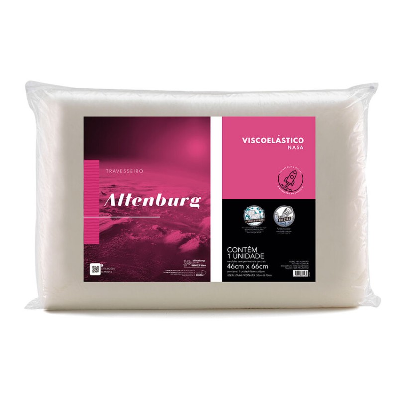 TRAVESSEIRO VISCO ELASTICO NASA ALTENBURG MARFIM 46X66