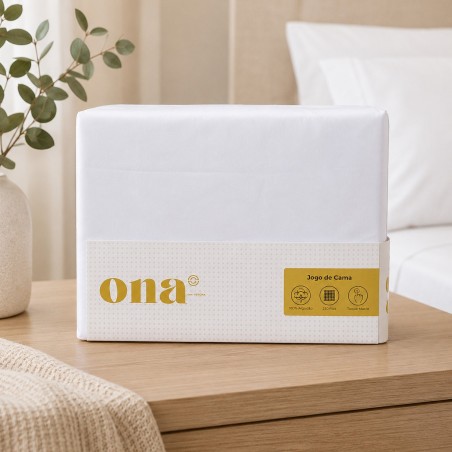 JOGO CAMA QUEEN 230 FIOS 4PCS 40 ALT 240X260 ONA BRANCO