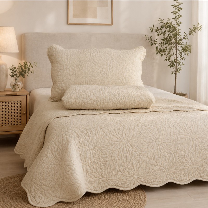 COLCHA QUEEN SIENA 240X260 BEGE