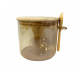 PORTA MANTIMENTO VIDRO C/TAMPA/COLHER BAMBU 700ML 10X11X12CM AMBAR *29931 DYNASTY