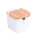 SALEIRO D/MESA CERAMICA C/TP BAMBU/COLHER BIANCO 9X9X8.5CM LYOR *5774