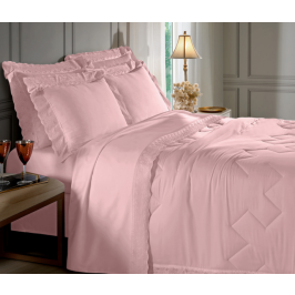 Jogo de Cama King  300 Fios Com 4 Peças Cristal Renda Luisa 