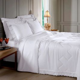 Jogo de Cama King  300 Fios Com 4 Peças Cristal Renda Luisa 