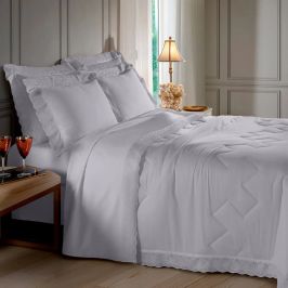 Jogo de Cama King  300 Fios Com 4 Peças Cristal Renda Luisa 